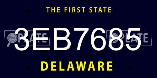 3EB7685 Delaware License Plate