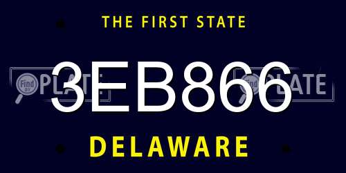 3EB866 Delaware License Plate