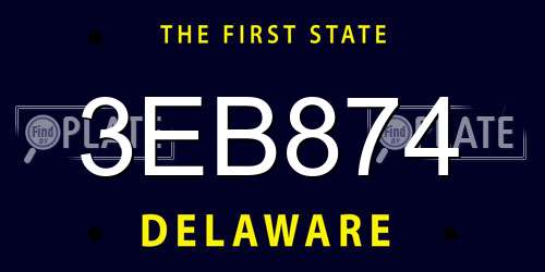 3EB874 Delaware License Plate
