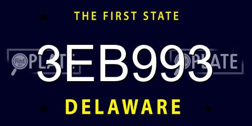 3EB993 Delaware License Plate