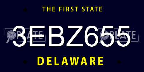3EBZ655 Delaware License Plate