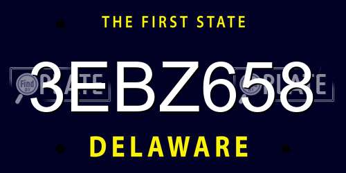 3EBZ658 Delaware License Plate