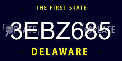 3EBZ685 Delaware License Plate