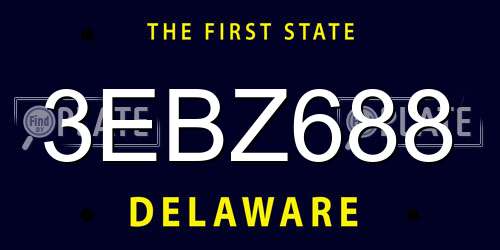 3EBZ688 Delaware License Plate
