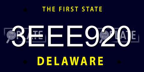 3EEE920 Delaware License Plate