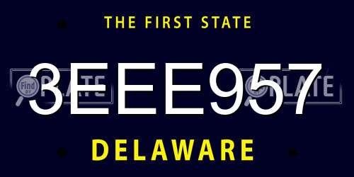 3EEE957 Delaware License Plate