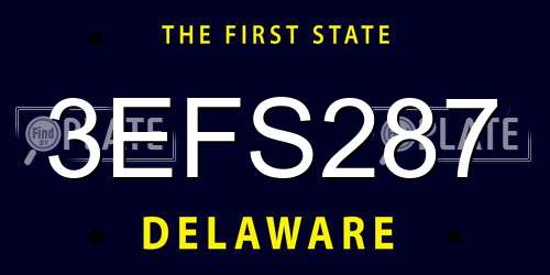 3EFS287 Delaware License Plate