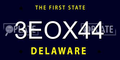 3EOX44 Delaware License Plate