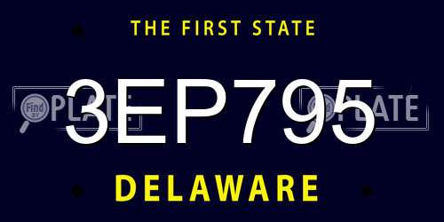3EP795 Delaware License Plate