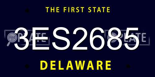 3ES2685 Delaware License Plate