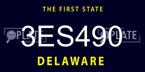 3ES490 Delaware License Plate