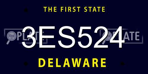 3ES524 Delaware License Plate