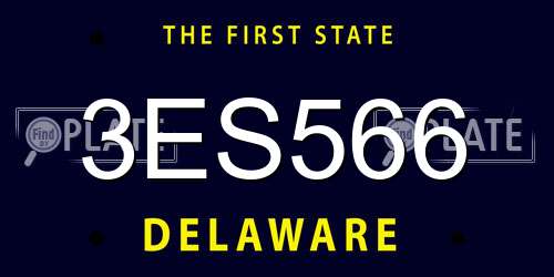 3ES566 Delaware License Plate