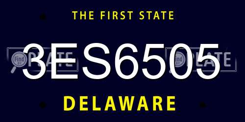 3ES6505 Delaware License Plate