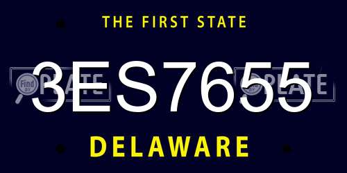 3ES7655 Delaware License Plate