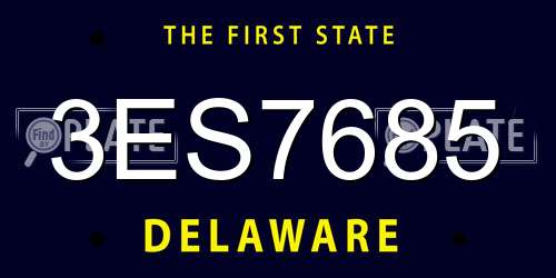 3ES7685 Delaware License Plate