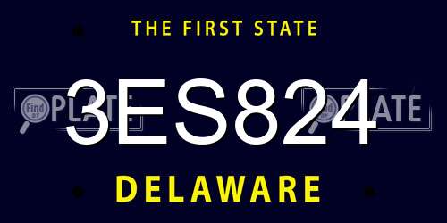 3ES824 Delaware License Plate