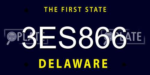 3ES866 Delaware License Plate