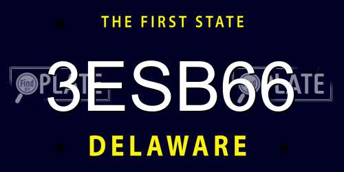 3ESB66 Delaware License Plate