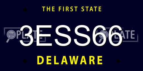 3ESS66 Delaware License Plate