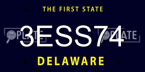 3ESS74 Delaware License Plate