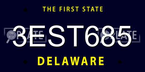 3EST685 Delaware License Plate