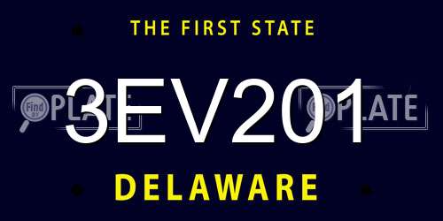 3EV201 Delaware License Plate
