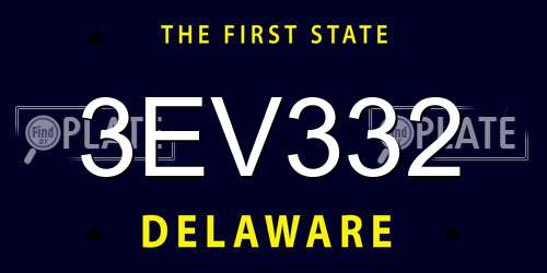3EV332 Delaware License Plate