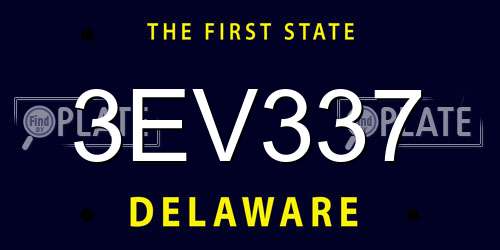 3EV337 Delaware License Plate