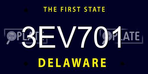 3EV701 Delaware License Plate