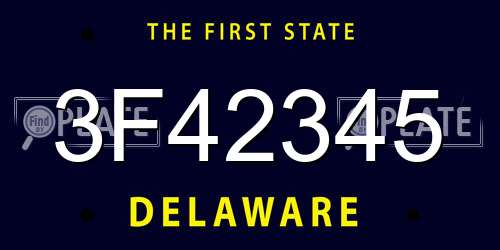 3F42345 Delaware License Plate