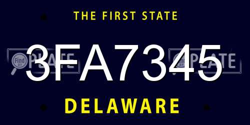 3FA7345 Delaware License Plate