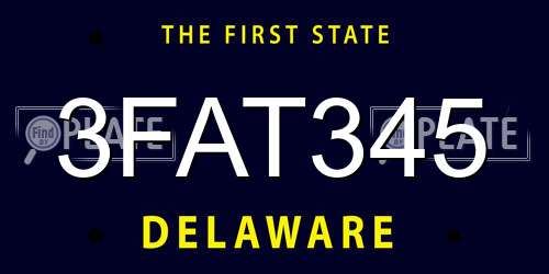 3FAT345 Delaware License Plate