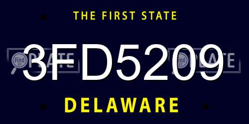 3FD5209 Delaware License Plate