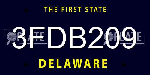 3FDB209 Delaware License Plate