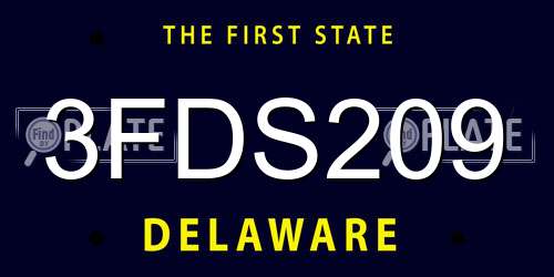 3FDS209 Delaware License Plate