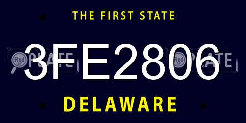 3FE2806 Delaware License Plate