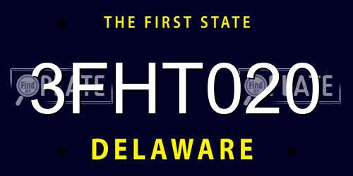 3FHT020 Delaware License Plate