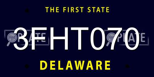 3FHT070 Delaware License Plate