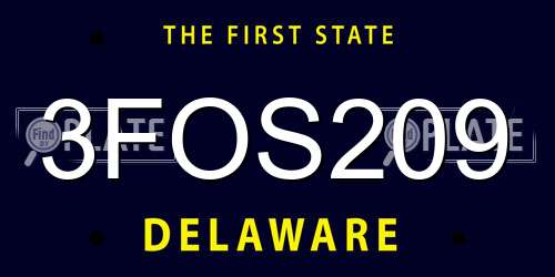 3FOS209 Delaware License Plate