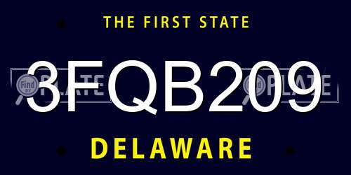 3FQB209 Delaware License Plate