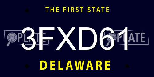 3FXD61 Delaware License Plate