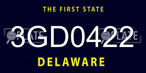 3GD0422 Delaware License Plate