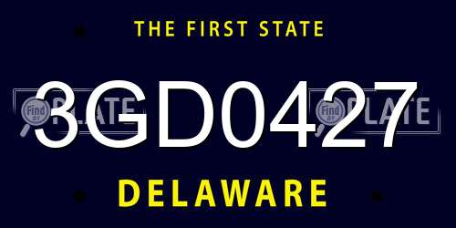 3GD0427 Delaware License Plate