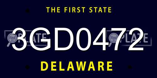 3GD0472 Delaware License Plate