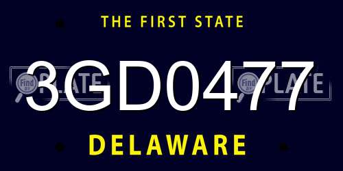 3GD0477 Delaware License Plate