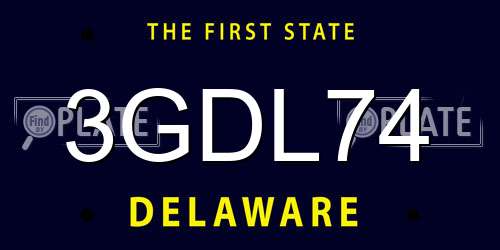 3GDL74 Delaware License Plate