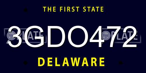 3GDO472 Delaware License Plate