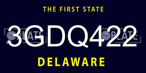3GDQ422 Delaware License Plate