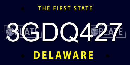 3GDQ427 Delaware License Plate